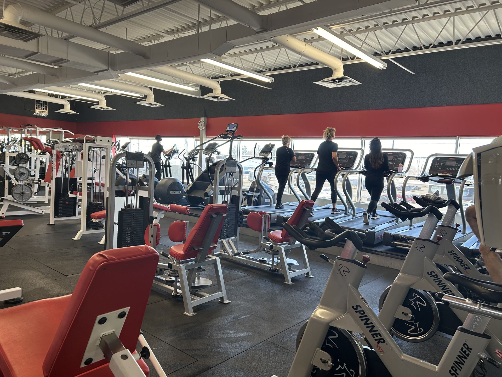 Zone cardio — membres sur tapis roulants et elliptiques